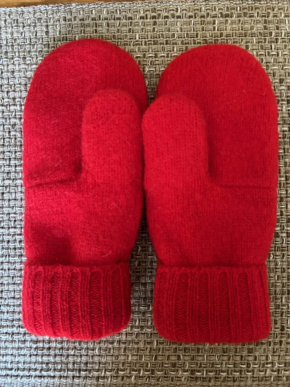 Red Felted 100% Pure Shetland Wool  Mittens handcrafted from Repurposed Sweater